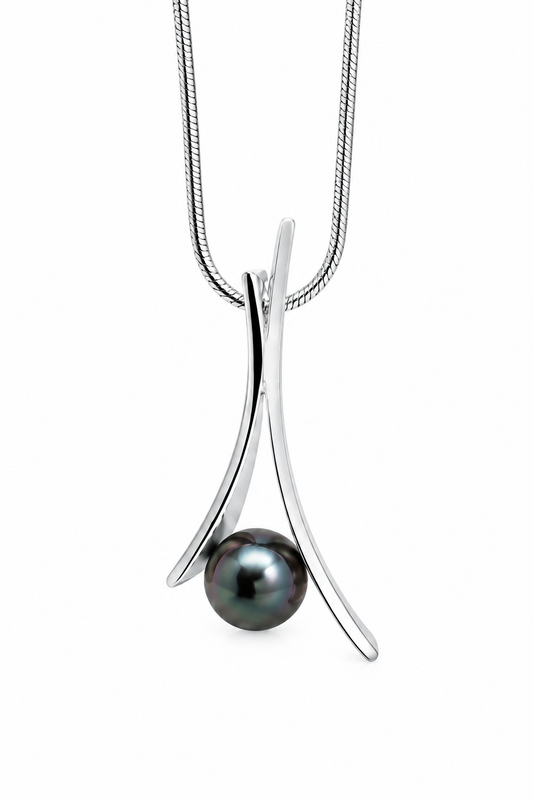 Modern Cultured Pearl Pendant in 925 Sterling Silver | P7331