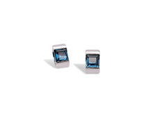 Load image into Gallery viewer, Blue Topaz and Green Quartz earrings in sterling silver by Joryel Vera, style E4086