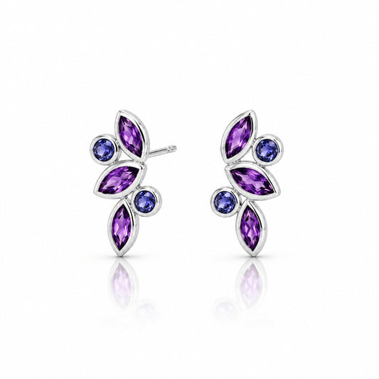 Amethyst and Iolite earrings in sterling silver by Joryel Vera, style E4205