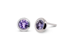 Load image into Gallery viewer, Amethyst and Blue Topaz earrings in sterling silver by Joryel Vera, style E3136 - view 14