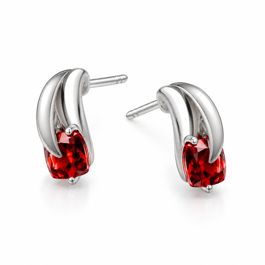 Blue Topaz and Garnet earrings in sterling silver by Joryel Vera, style E7360 - view 6