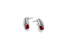 Load image into Gallery viewer, Blue Topaz and Garnet earrings in sterling silver by Joryel Vera, style E7360 - view 6