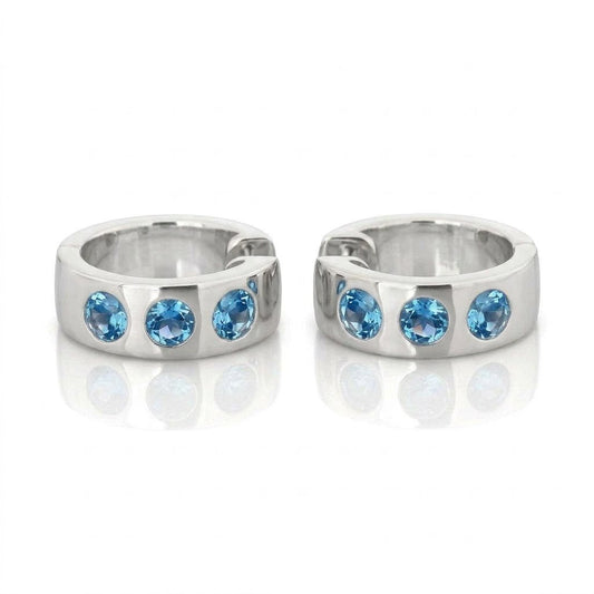 Gemstone Hoop Earrings in 925 Sterling Silver | E1841