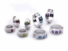 Load image into Gallery viewer, Gemstone Hoop Earrings in 925 Sterling Silver | E1841