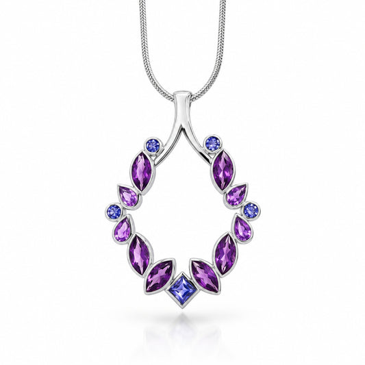 Amethyst and Iolite pendant in sterling silver by Joryel Vera, style P16518 - view 3