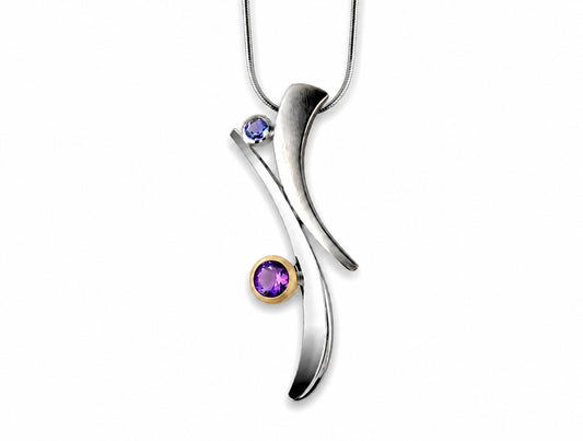 Amethyst and Green Quartz pendant in sterling silver by Joryel Vera, style P6105