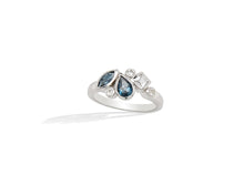 Load image into Gallery viewer, London Blue Topaz and White Topaz ring in sterling silver by Joryel Vera, style R3922 - view 3