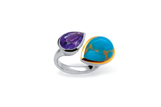 Amethyst and Citrine ring in sterling silver by Joryel Vera, style R6588