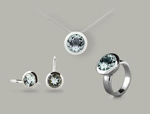 Load image into Gallery viewer, Blue Topaz and Green Quartz jewelry set in sterling silver by Joryel Vera - view 3