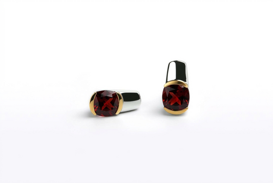 Buff Top Gemstone Earrings in 925 Sterling Silver | E7776