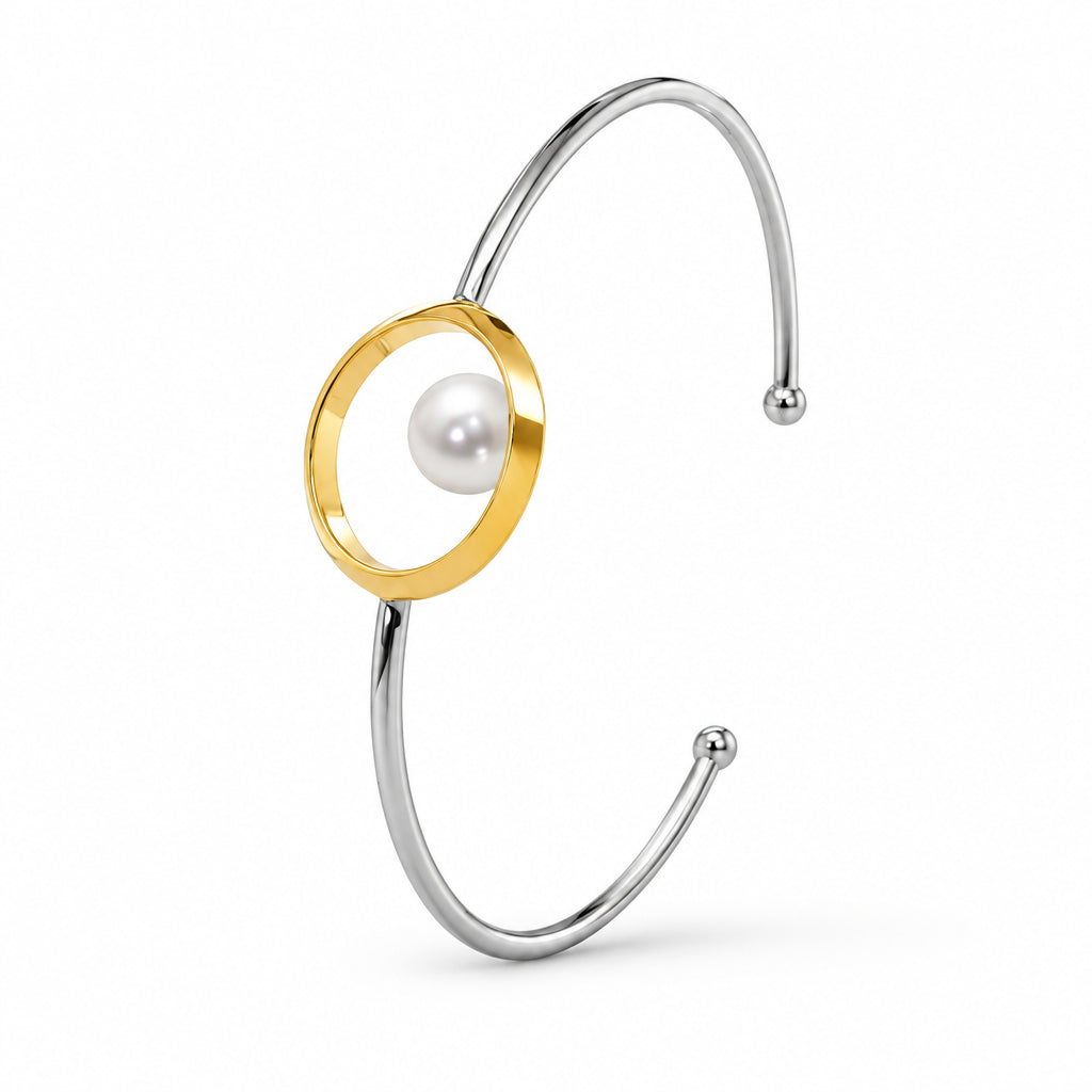BA809 Ailve and 14K PYG plated Pearl Bracelet