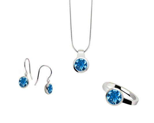 Amethyst and Blue Topaz jewelry set in sterling silver by Joryel Vera, style SET045