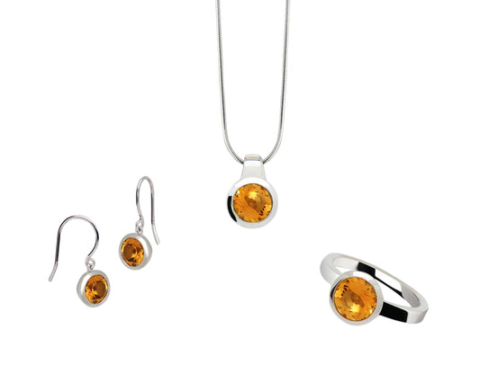 Citrine jewelry set in sterling silver by Joryel Vera