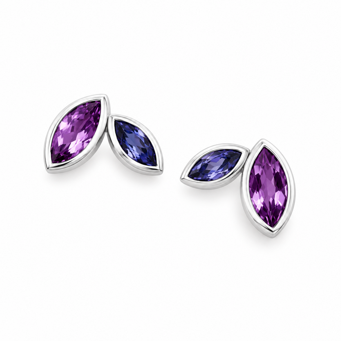 Marquise Cut Gemstone Earrings in 925 Sterling Silver | E4211