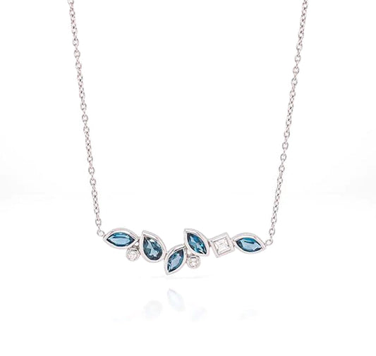 London Blue Topaz and White Topaz necklace in sterling silver by Joryel Vera, style N3448
