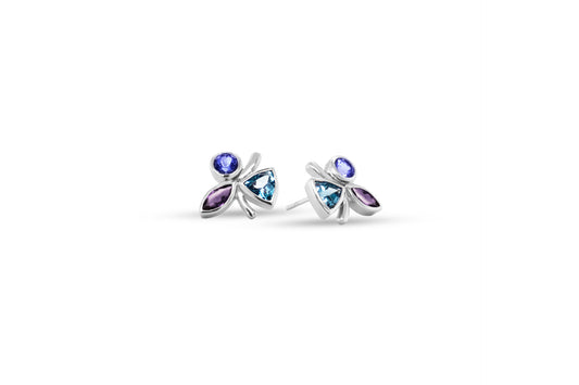 Amethyst, Blue Topaz and Tanzanite earrings in sterling silver by Joryel Vera, style E5539