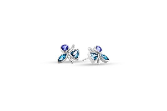Blue Topaz and Tanzanite earrings in sterling silver by Joryel Vera, style E5539 - view 2