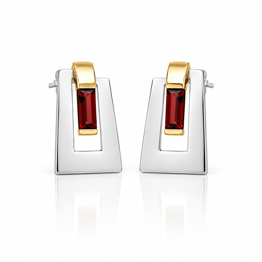 Blue Topaz and Garnet earrings in sterling silver by Joryel Vera, style E9360 - view 2