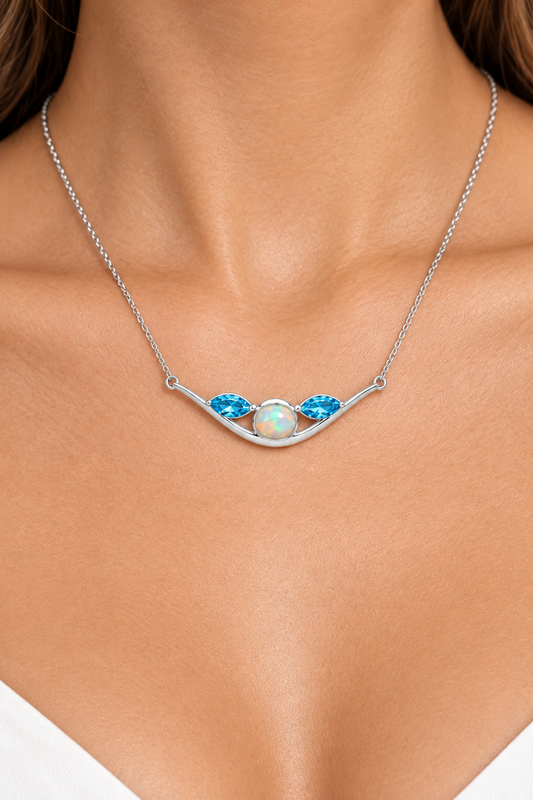 Multi Stone Necklace in 925 Sterling Silver | N3451