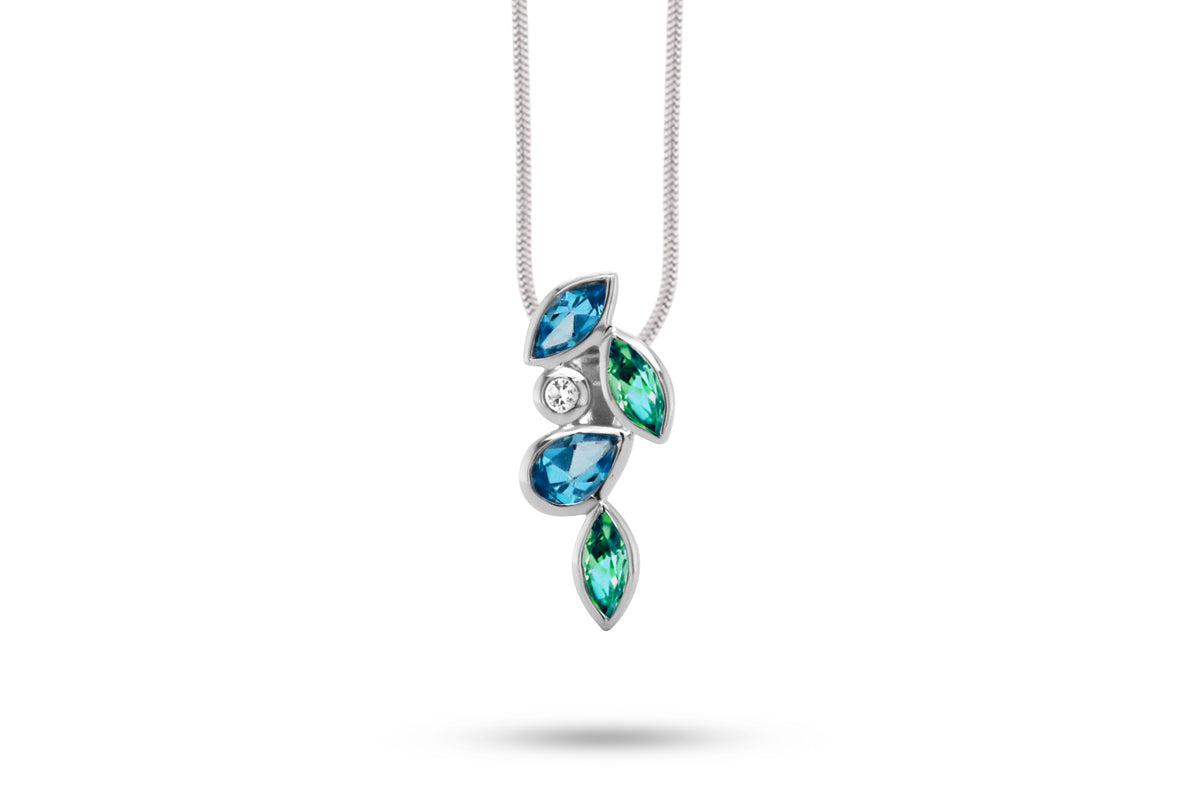 London Blue Topaz, Peridot and White Topaz pendant in sterling silver by Joryel Vera, style P3843