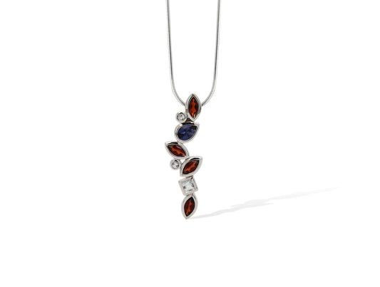 Garnet and London Blue Topaz pendant in sterling silver by Joryel Vera, style P3844 - view 3