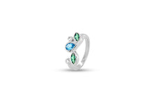 Load image into Gallery viewer, Blue Topaz and White Topaz ring in sterling silver by Joryel Vera, style R3923 - view 3
