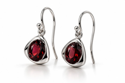 Contemporary Oval Gemstone Earrings in 925 Sterling Silver | E9864
