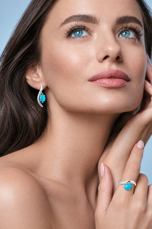 Modern gemstone earrings in 925 sterling silver by Joryel Vera, style E9287 - view 2