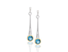 Load image into Gallery viewer, Green Amethyst and Amethyst earrings in sterling silver by Joryel Vera, style E7801 - view 3