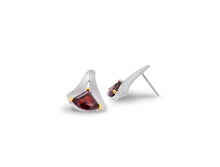 Load image into Gallery viewer, Blue Topaz and Garnet earrings in sterling silver by Joryel Vera, style E7826 - view 2