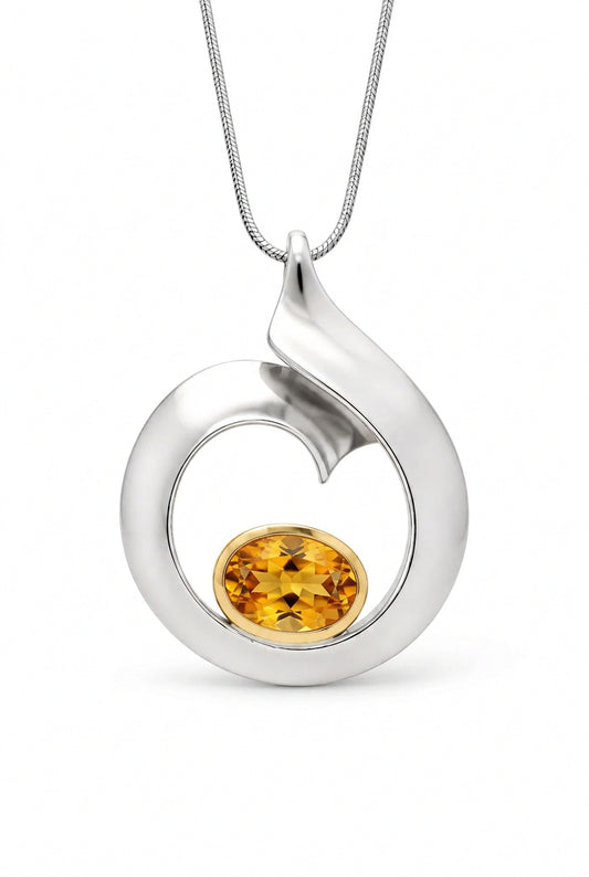 Blue Topaz and Citrine pendant in sterling silver by Joryel Vera, style P6908