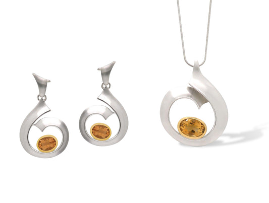 Citrine jewelry set in sterling silver by Joryel Vera, style SET595