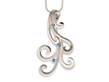 Load image into Gallery viewer, Blue Topaz and White Topaz pendant in sterling silver by Joryel Vera, style P6492
