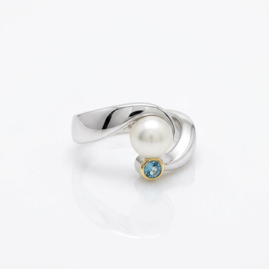 Blue Topaz and Citrine ring in sterling silver by Joryel Vera, style R6982