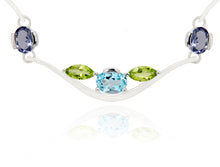 Load image into Gallery viewer, Blue Topaz and Sky Blue Topaz necklace in sterling silver by Joryel Vera, style N3329 - view 2