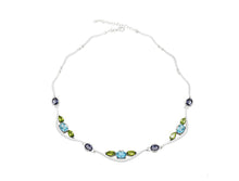 Load image into Gallery viewer, Blue Topaz and Sky Blue Topaz necklace in sterling silver by Joryel Vera, style N3329