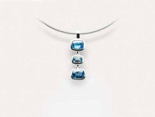 Blue Topaz and Sky Blue Topaz pendant in sterling silver by Joryel Vera, style P5765