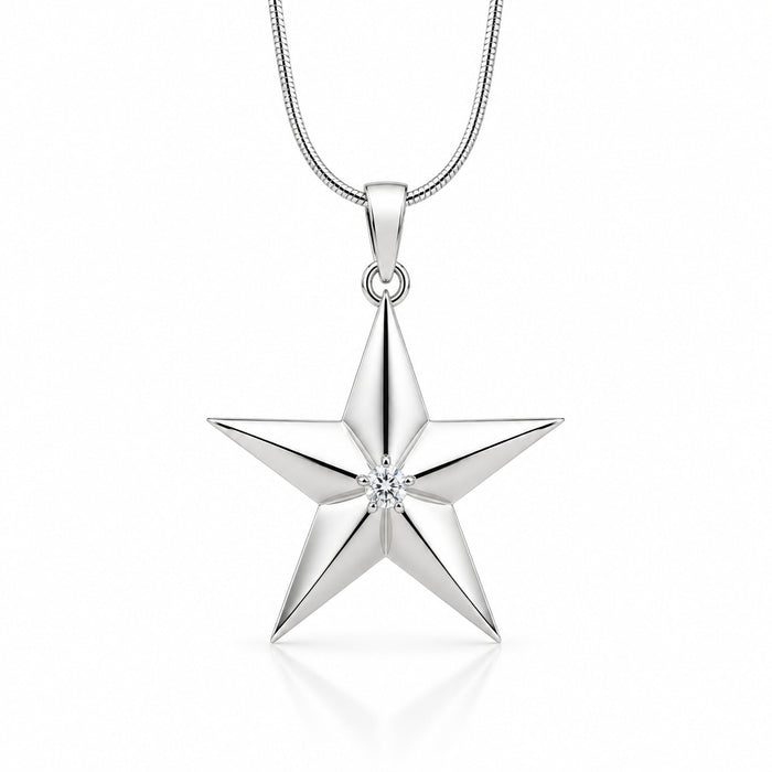 Diamond Star Pendant in 925 Sterling Silver | P7060