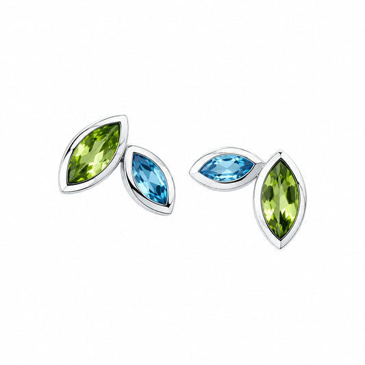 Blue Topaz and Peridot earrings in sterling silver by Joryel Vera, style E4211