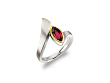 Load image into Gallery viewer, Blue Topaz and Garnet ring in sterling silver by Joryel Vera, style R5832 - view 5