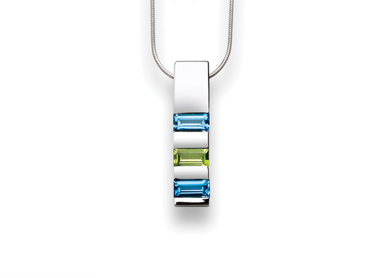 Blue Topaz and Peridot pendant in sterling silver by Joryel Vera, style P2275