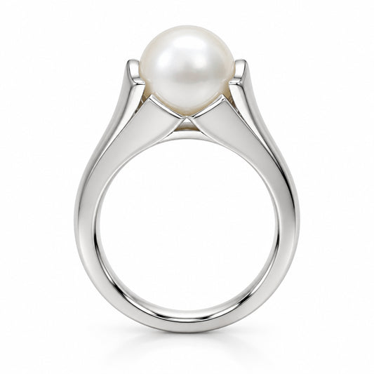 Pearl ring in sterling silver by Joryel Vera, style R6498 - view 3