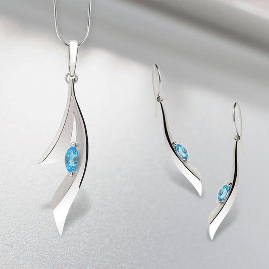 Blue Topaz and Amethyst jewelry set in sterling silver by Joryel Vera