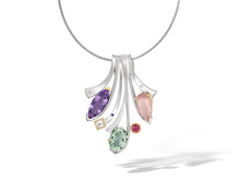 Load image into Gallery viewer, Green Amethyst and Amethyst pendant in sterling silver by Joryel Vera, style P6500