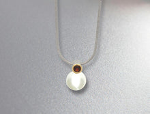 Load image into Gallery viewer, Blue Topaz and Garnet pendant in sterling silver by Joryel Vera, style P3923