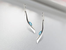 Load image into Gallery viewer, Blue Topaz and Peridot earrings in sterling silver by Joryel Vera, style E9306 - view 2