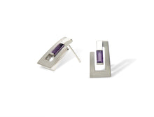 Load image into Gallery viewer, Blue Topaz and Garnet earrings in sterling silver by Joryel Vera, style E9360 - view 5