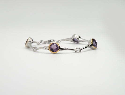 Amethyst and Blue Topaz bracelet in sterling silver by Joryel Vera, style B2388 - view 2