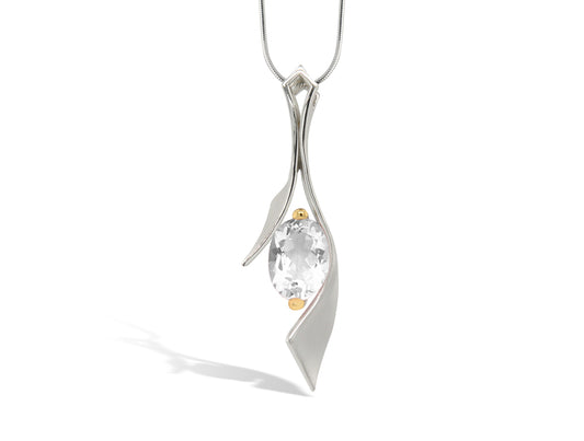 Amethyst and Clear Quartz pendant in sterling silver by Joryel Vera, style P6903 - view 2