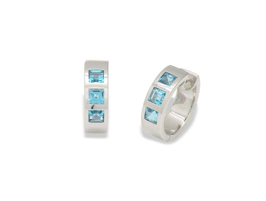Blue Topaz and White Topaz earrings in sterling silver by Joryel Vera, style E1842 - view 2